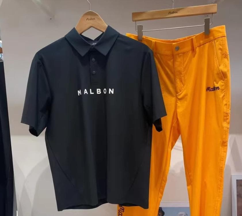 Malbon半袖Tシャツポロタイプ 冷感素材ゴルフウェア メンズ 人気モデル☘️