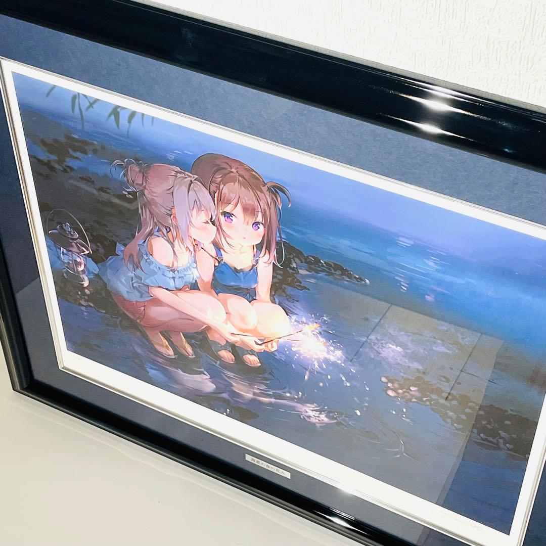 Anmi 「真夏の夜の花火」 アールビバン 版画 ミクスドメディア